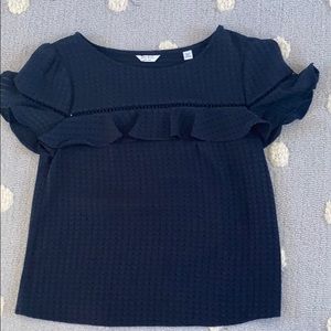 Jack Wills Navy Ruffle Short-Sleeve Top